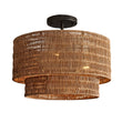 Paloma Wicker Rattan Double Drum Ceiling Light - Semi Flush Mount