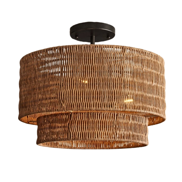 Paloma Rattan Double Drum Ceiling Light