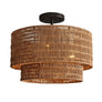 Paloma Wicker Rattan Double Drum Ceiling Light - Semi Flush Mount