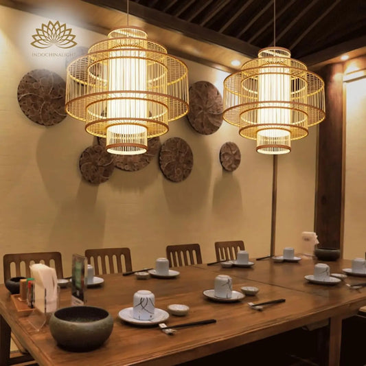 Parren Japanese Style Bamboo Pendant Light for dining room