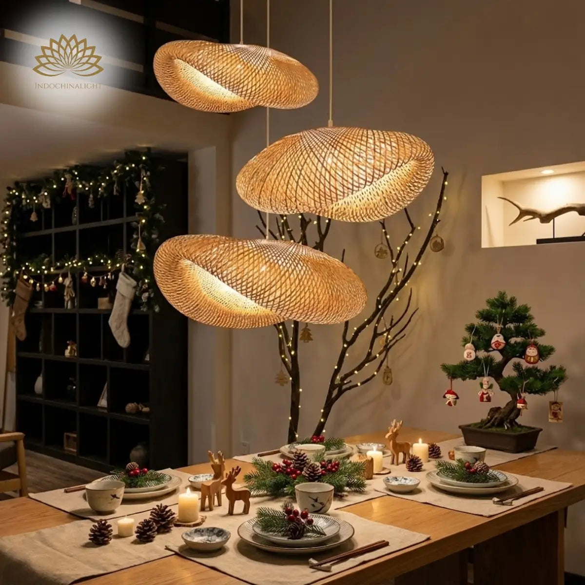 Pattranan Bamboo Pendant Light For Christmas Dining