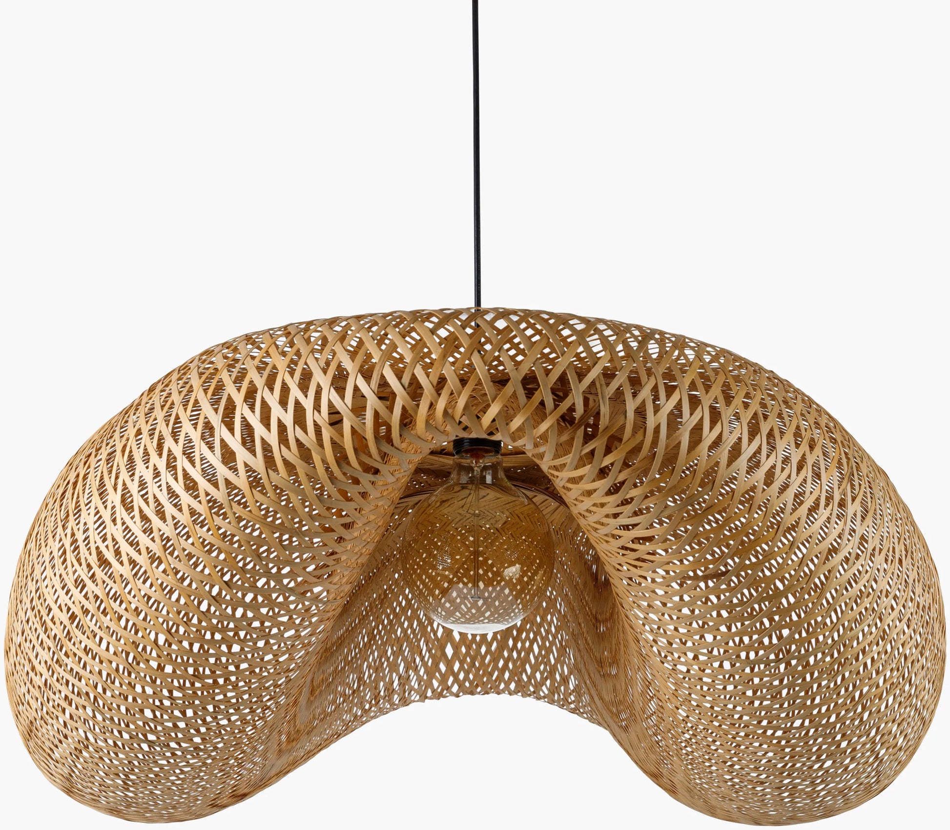 Pattranan Bamboo Woven Hanging Light with LED Bulb