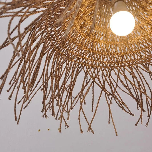 Pipa Rattan Pendant Light Tassel Shade Light Effect