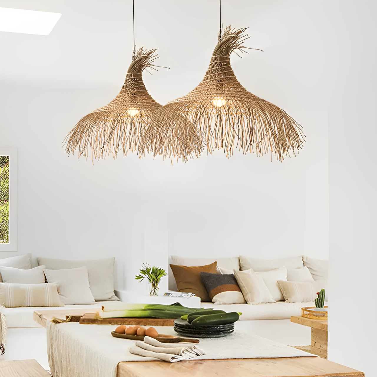 Pipa Tassel Rattan Pendant Lights for Boho Living Room