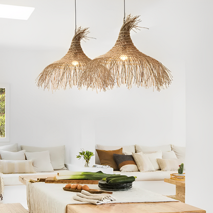 Pipa Tassel Rattan Pendant Lights for Boho Living Room