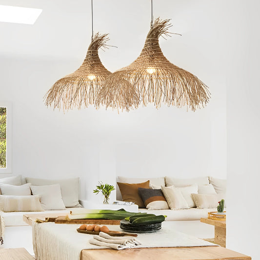Pipa Tassel Rattan Pendant Lights for Boho Living Room