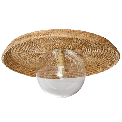 Plato Boho Rattan Ceiling Flush Mount