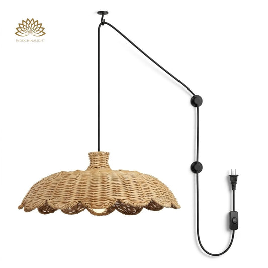 Plug-in Option of Alice Scallop Rattan Pendant Light