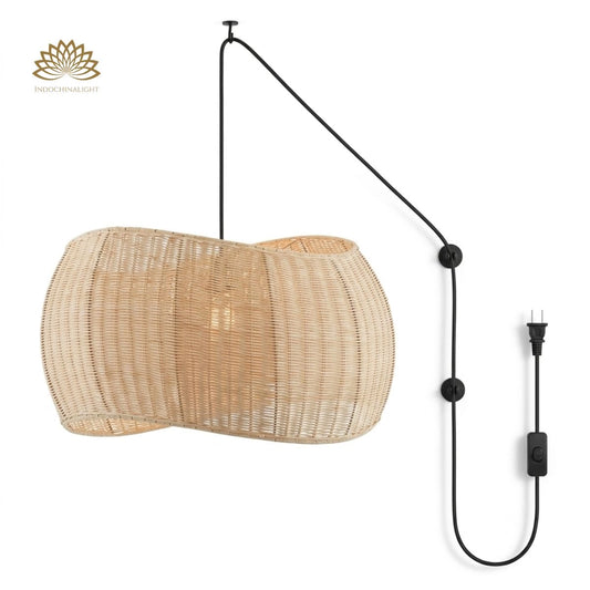 Plug-in Option of Althea Wicker Rattan Pendant Light