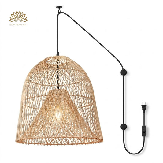 Plug-in Option of Kloe Woven Rattan Pendant Light