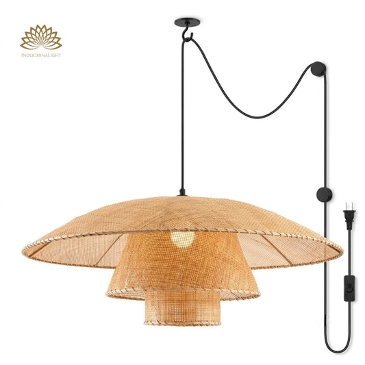 Plug-in Option of Lola Rattan Pendant Light
