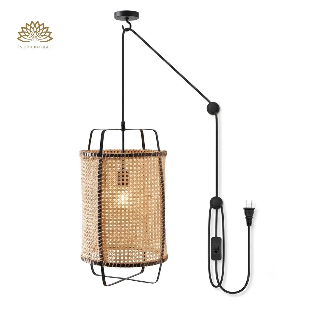 Plug-in Option of Rattan Cane Pendant Light 10 Inches