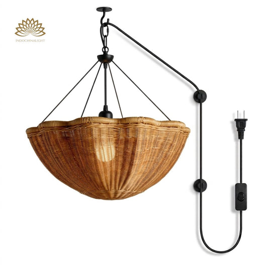 Plug-in Option of Soane Wicker Rattan Daisy Hanging Light