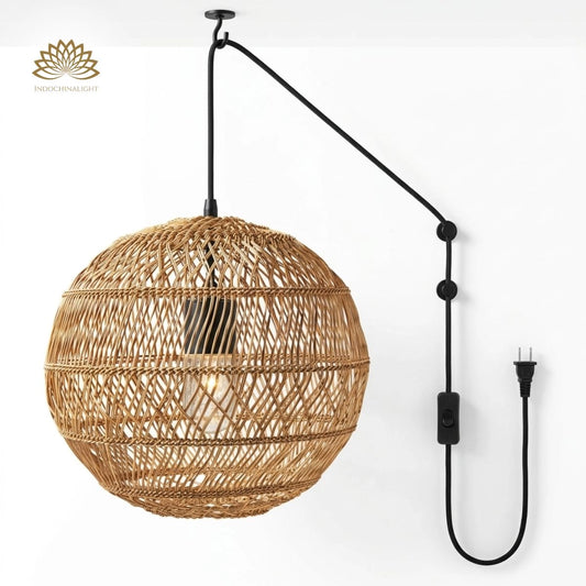 Plug-in Option of Summerland Round Rattan Pendant Light