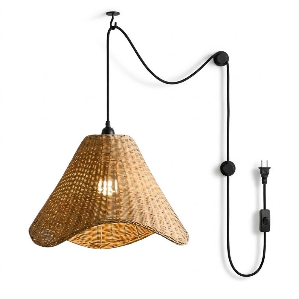 Plug-in Sutton Small Knotted Rattan Pendant Light