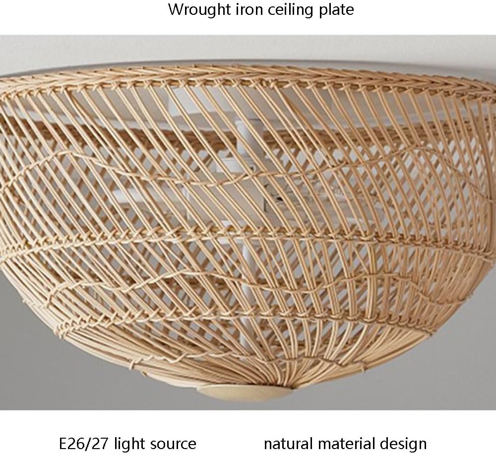 Pottery Barn Dome Rattan Ceiling Light Fixture