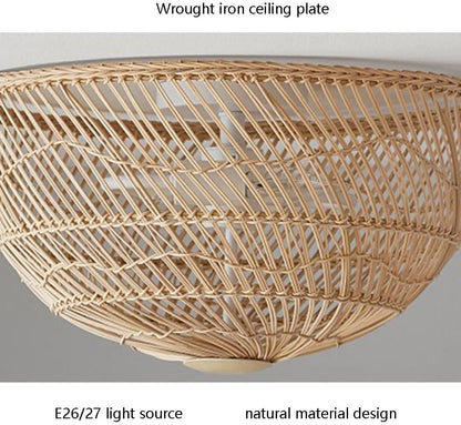 Pottery Barn Dome Rattan Ceiling Light Fixture