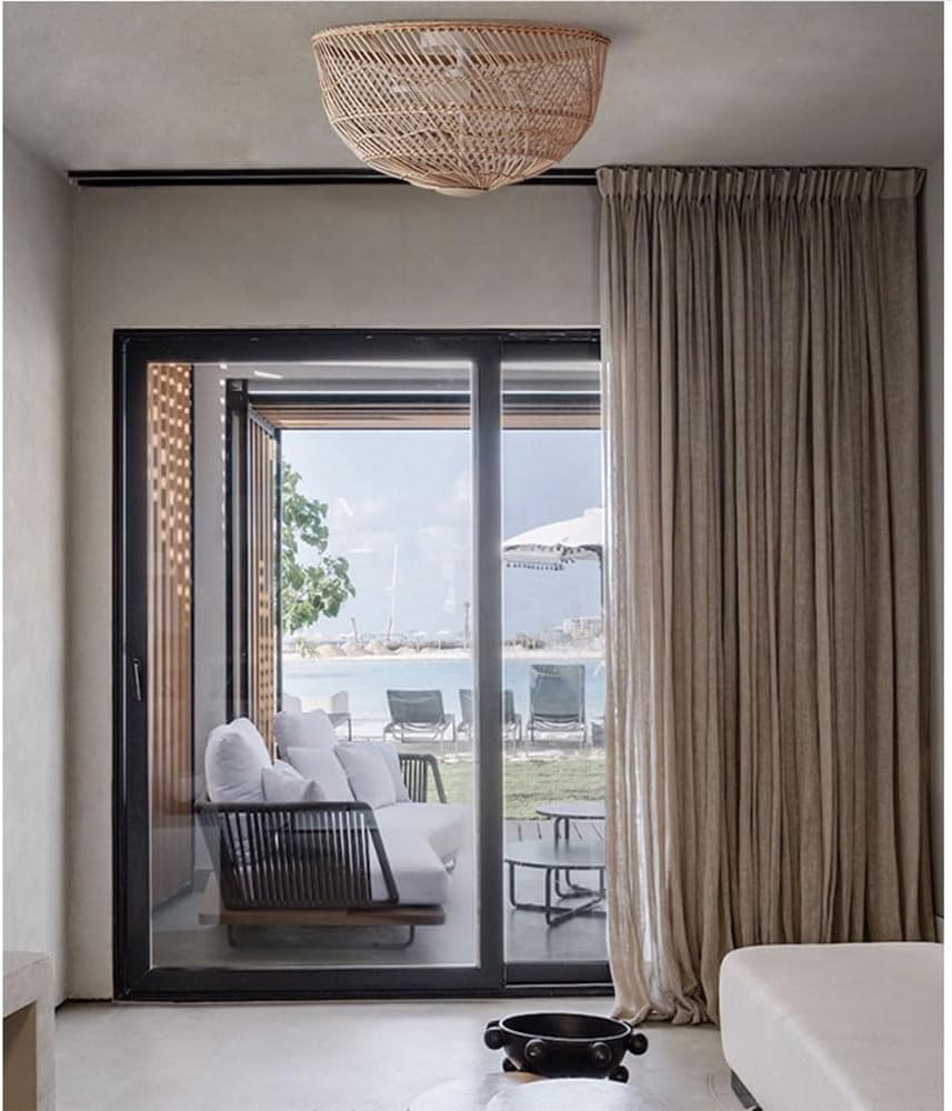 Pottery Barn Dome Rattan Ceiling Light for Living Room Window Sight