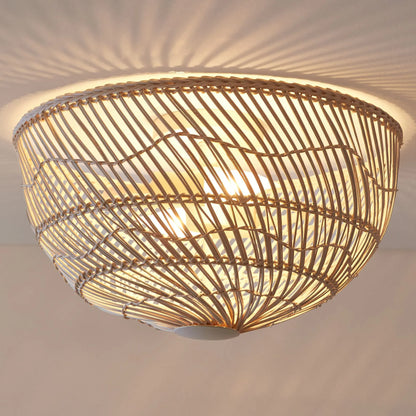 Pottery Barn Dome Rattan Ceiling Light