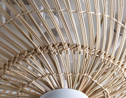 Pottery Barn Large Dome Rattan Ceiling Light Woven Shade