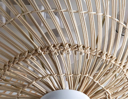 Pottery Barn Large Dome Rattan Ceiling Light Woven Shade