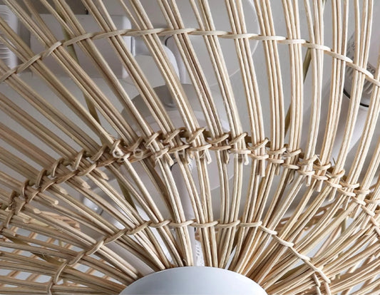 Pottery Barn Large Dome Rattan Ceiling Light Woven Shade