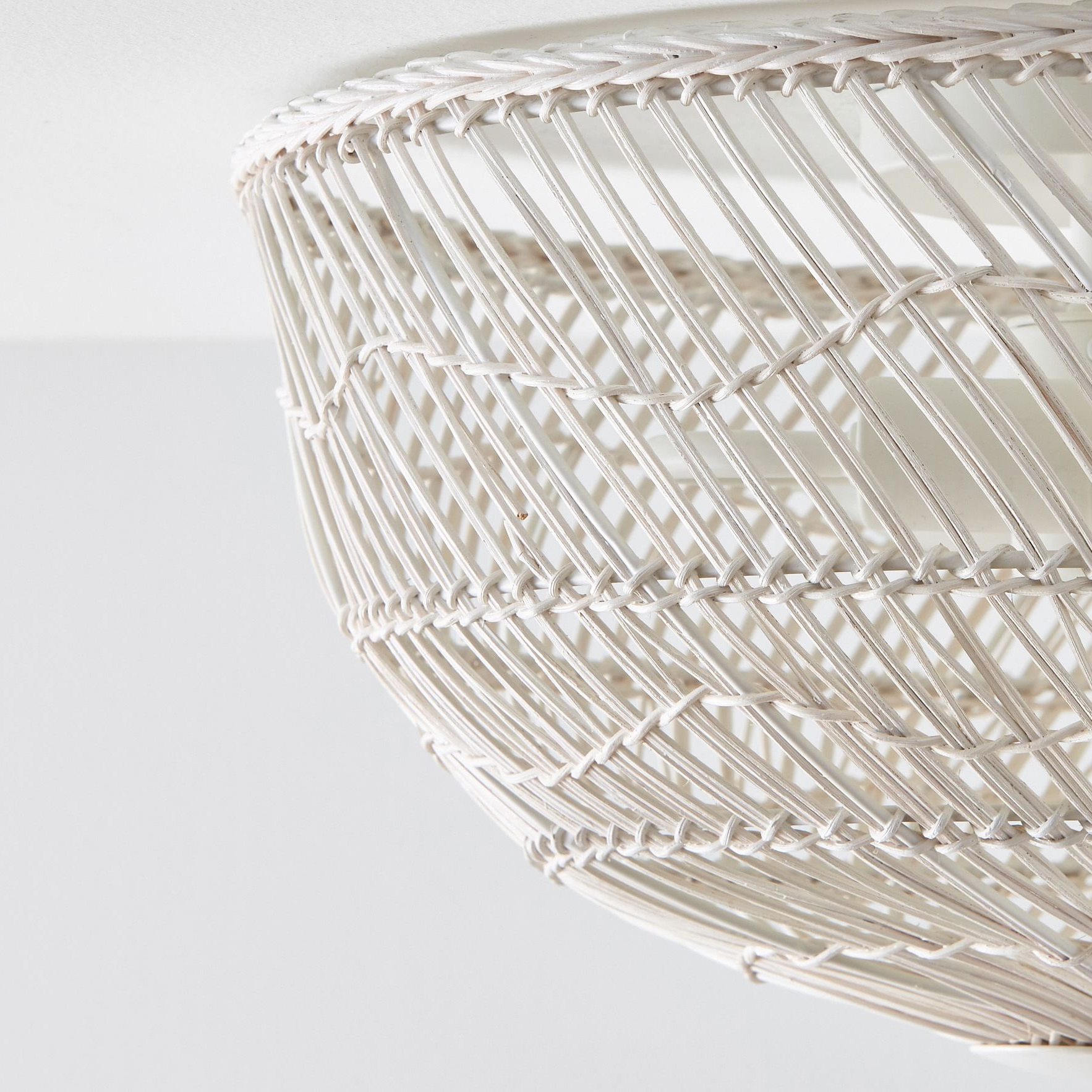 Pottery Barn Dome Rattan Light White Shade