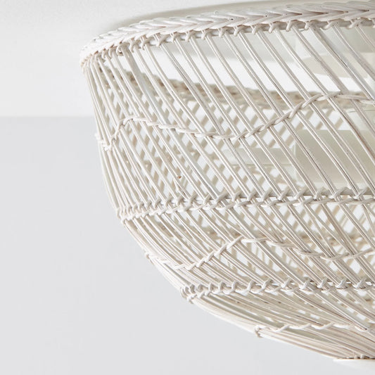 Pottery Barn Dome Rattan Light White Shade