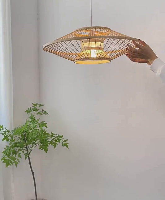 Antique Round Bamboo Pendant Light