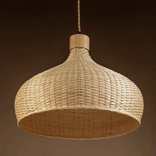 Rasa Bamboo Wicker Dome Pendant Light