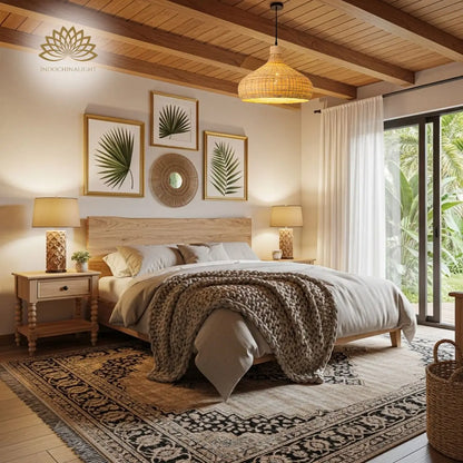 Rasa Bamboo woven dome Pendant Light for Rustic Large Bedroom