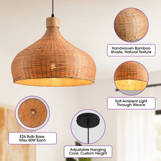Rasa Wicker Dome Pendant Light fixtures