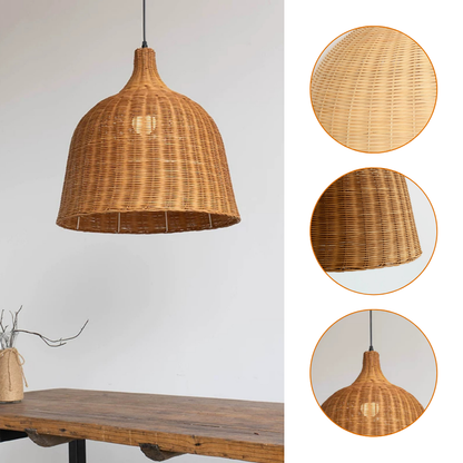 Brown Rattan Bell Pendant Light Shade