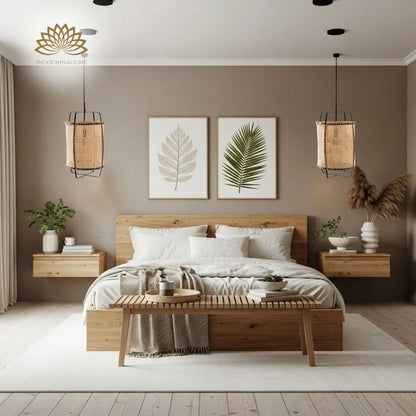 rattan cane pendant light for bedroom