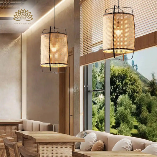 rattan cane pendant light for dining room