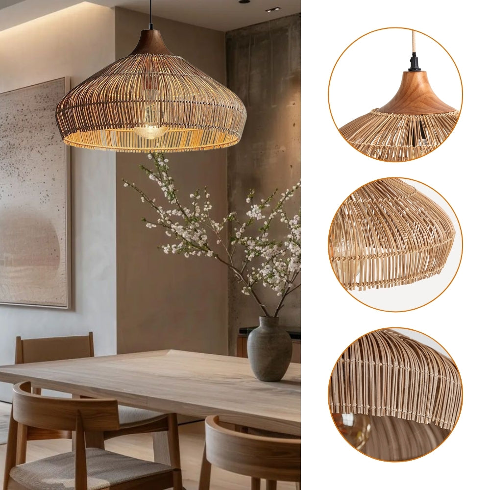 rattan dome pendant light fixture