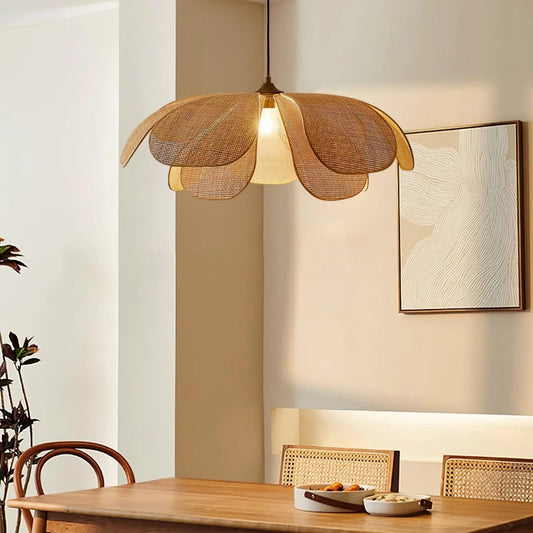 rattan flower pendant light for coffee table