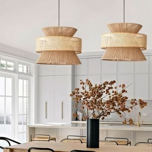 Nimes Drum Hemp Rope Rattan Pendant Light