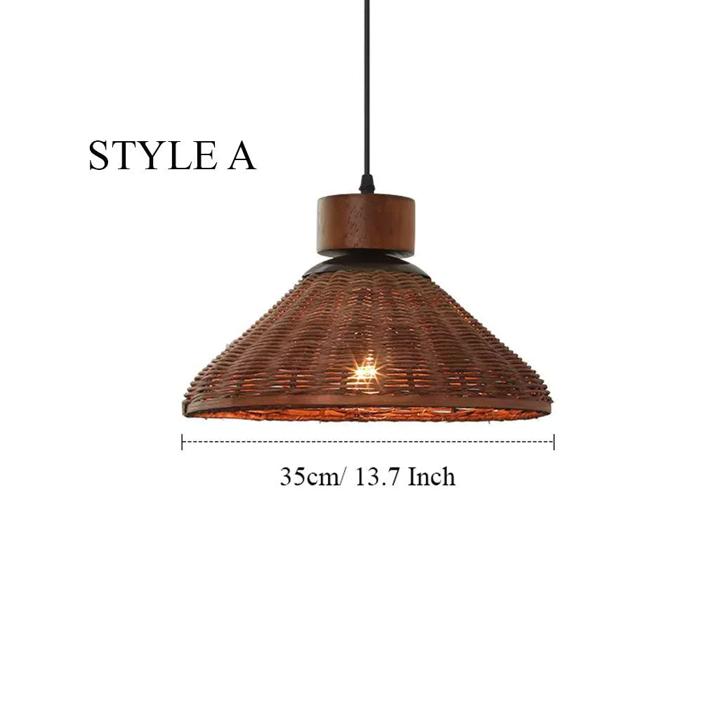 Dark Brown Rattan Dome Pendant Light