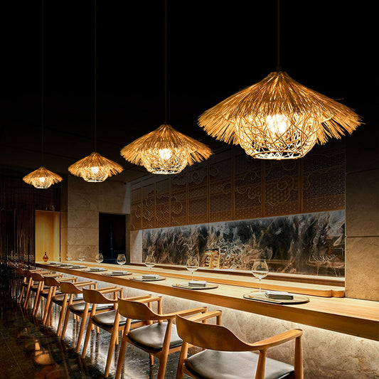 Begie Bohemian Straw Hat Pendant Light