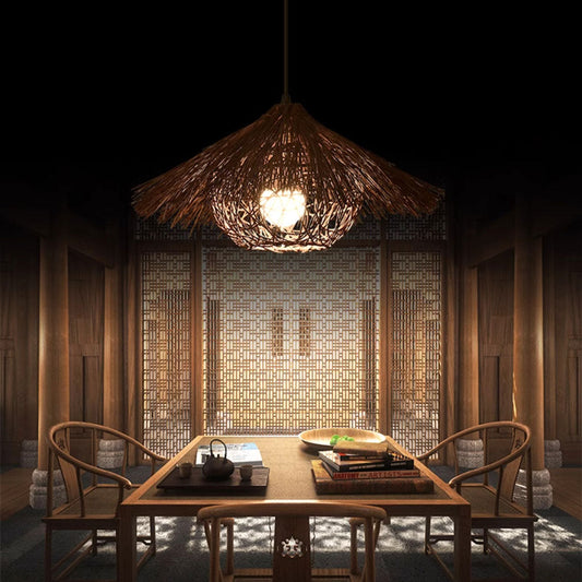 Begie Bohemian Straw Hat Pendant Light