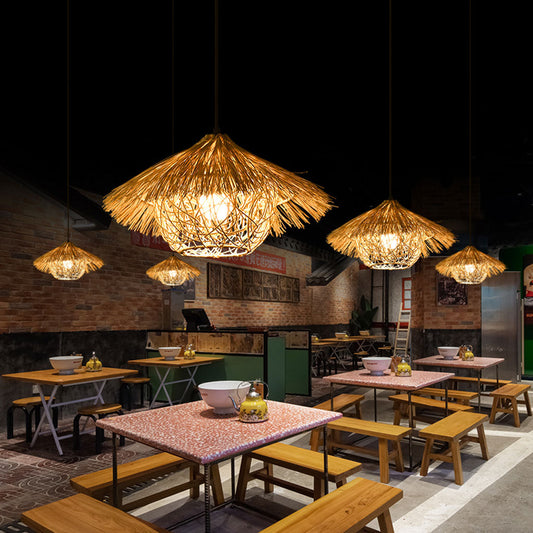 Begie Bohemian Straw Hat Pendant Light