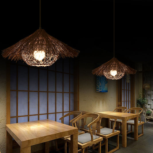 Begie Bohemian Straw Hat Pendant Light