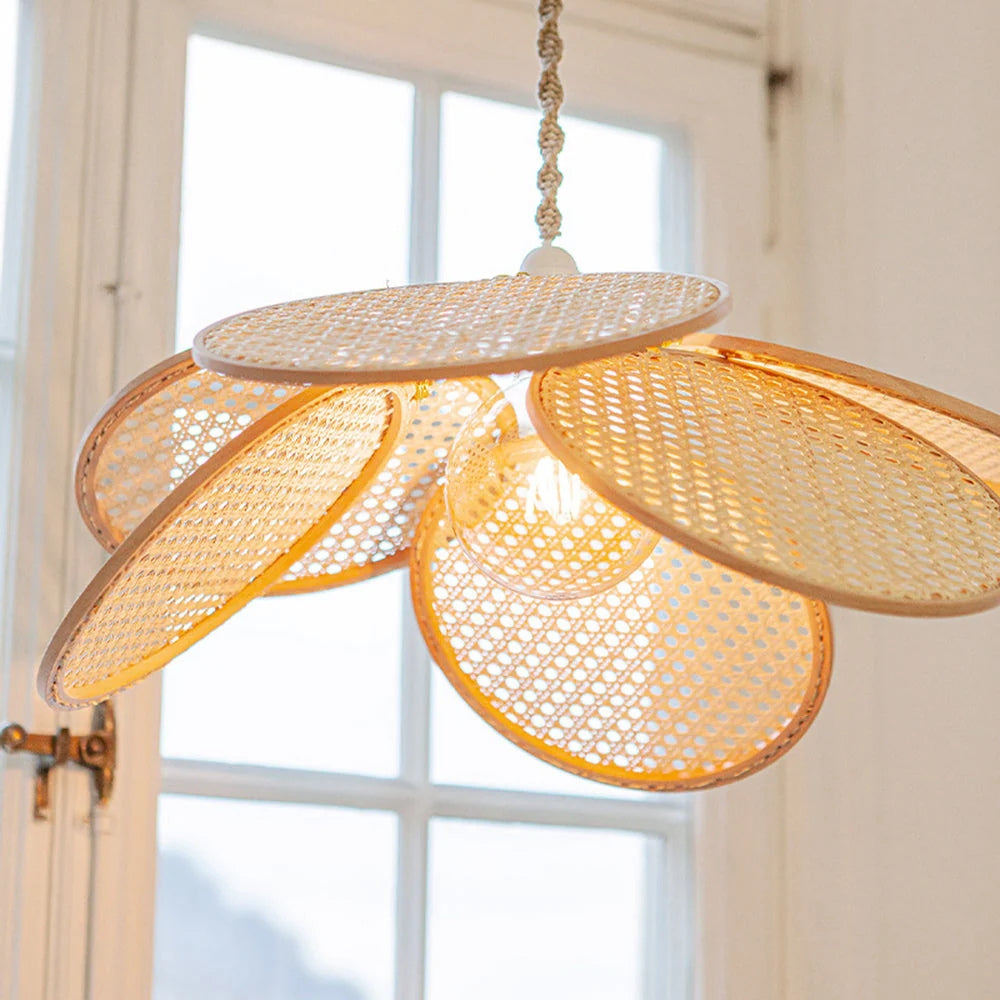 rattan petal ceiling light