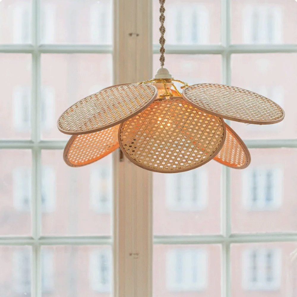 Modern Rattan Petal Pendant Light