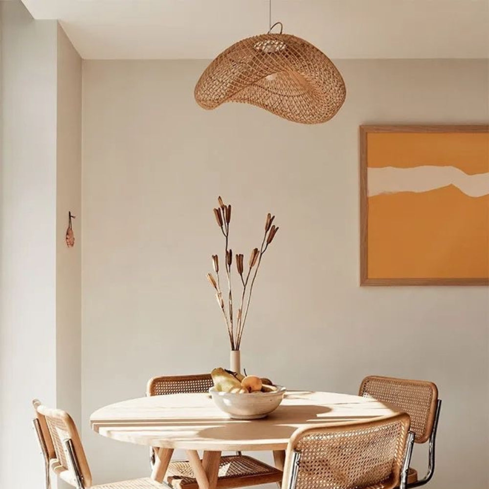 rattan wave pendant light for dining room