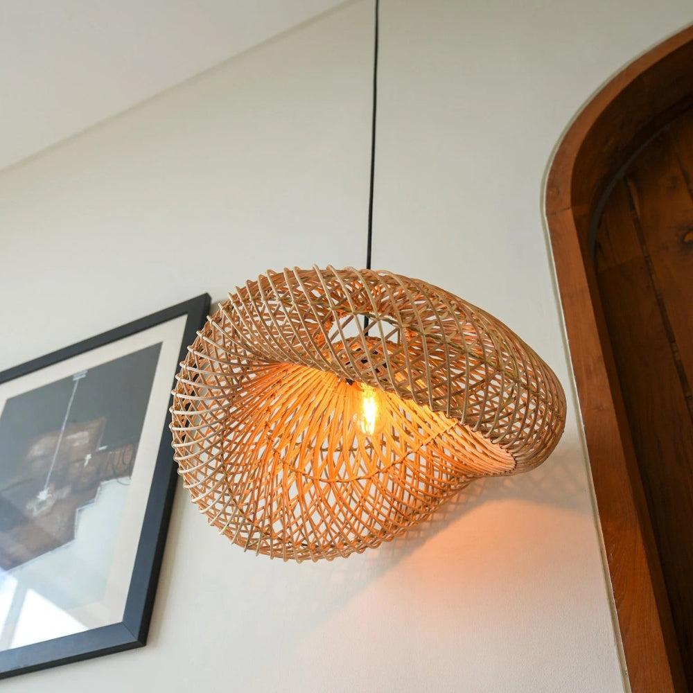 rattan wave pendant light for living space