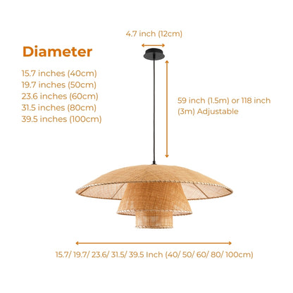 rattan wicker pendant light diameter
