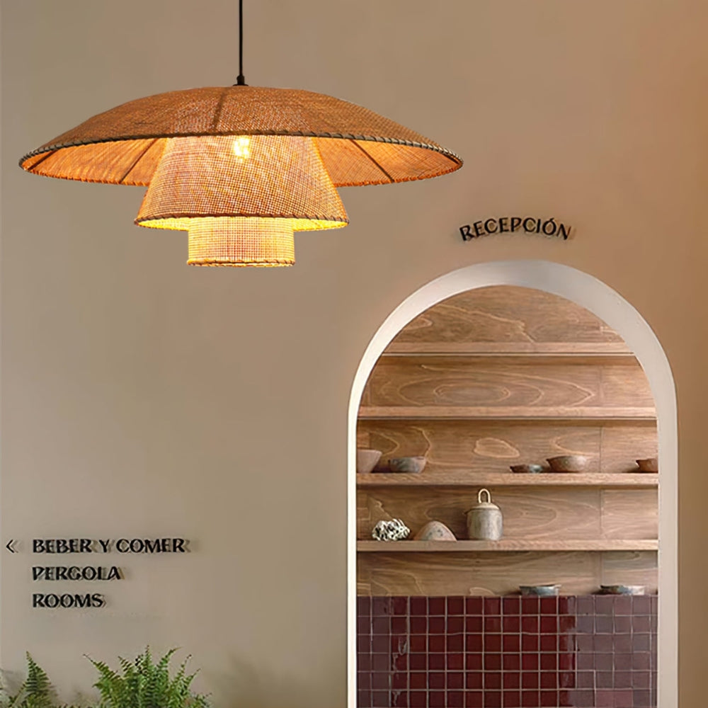 rattan wicker pendant light for reception