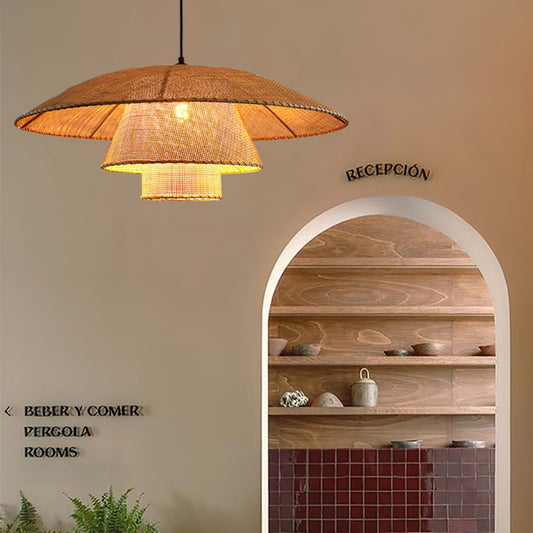 rattan wicker pendant light for reception